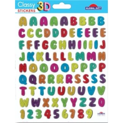 GG-211215 Classy Matrica - Csillámos 3D betűk+számok 15*17cm