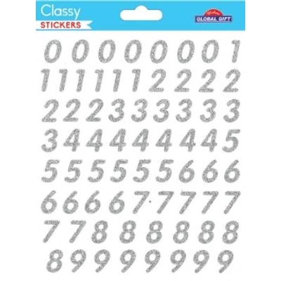 GG-211222 Classy Matrica - Ezüst glitteres számok 15*17cm