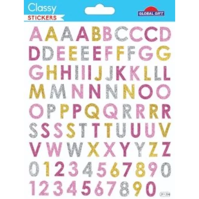 GG-211234 Classy Matrica - Színes glitteres betűk+számok 15*17cm