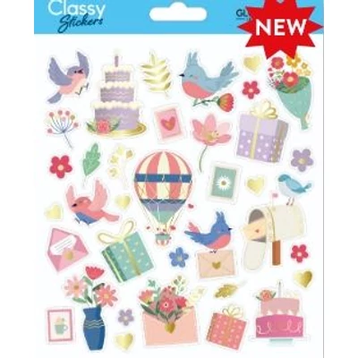 GG-211640 Classy Matrica - Szarnyaló szülinap 15*17cm