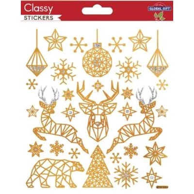 GG-212009 Christmas Classy Matrica - Arany geometrikus karácsonyi motívumok 15*17cm