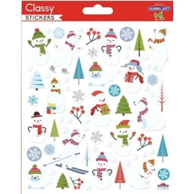 GG-212015 Christmas Classy Matrica - Hóember, jegesmedve glitteres 15*17cm