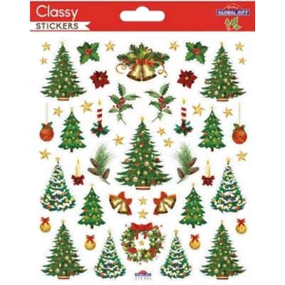 GG-212022 Christmas Classy Matrica - Karácsonyfák 15*17cm