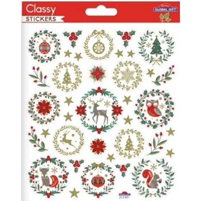GG-212031 Christmas Classy Matrica - Karácsonyi motívumok koszorúban 15*17cm