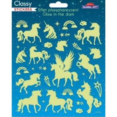 GG-215009 Classy Matrica - Unikornisok Sötétben világító 15*17cm