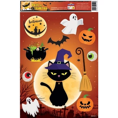 GG-230311 Halloween Ablakmatrica - Fekete macska 20*30cm