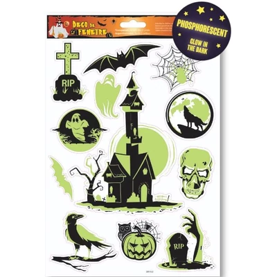 GG-230312 Halloween Ablakmatrica - Sötétben világító Szellemház 20*30cm