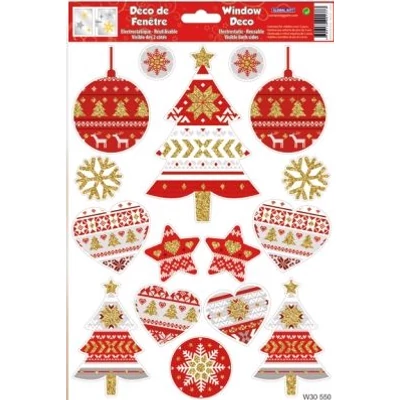 GG-230550 Christmas Ablakmatrica - Norvégmintás díszek 20*30cm