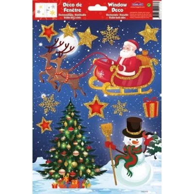 GG-230559 Christmas Ablakmatrica - Mikulás szánon 20*30cm