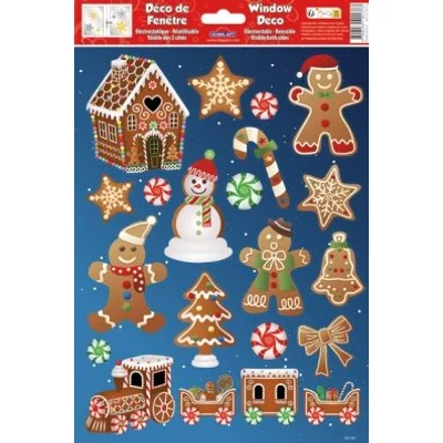 GG-230565 Christmas Ablakmatrica - Mézeskalács figurák 20*30cm