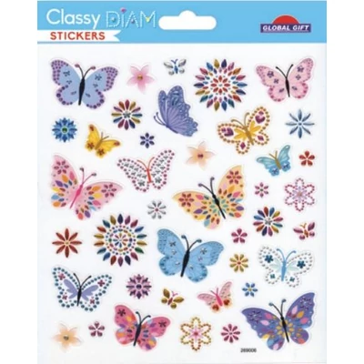 GG-269006 Classy Matrica - Pillangók strasszal 15*17cm