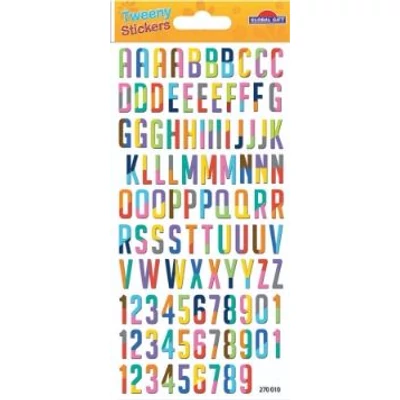 GG-270010 Tweeny Matrica - Glitteres színátmenetes betűk+számok 9*17,5cm