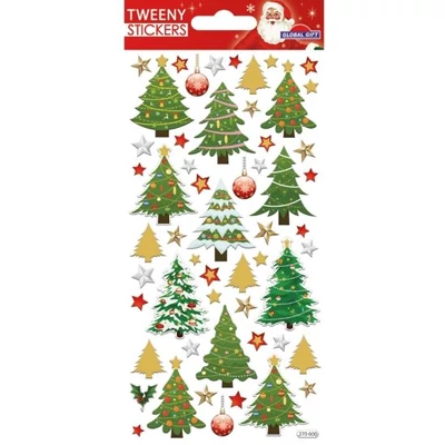 GG-270600 Christmas Tweeny Matrica - Karácsonyfák 9*17,5cm