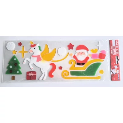 GG-321512uni Christmas MaxiGel Matrica - Mikulás unikornisszánon 15*37cm