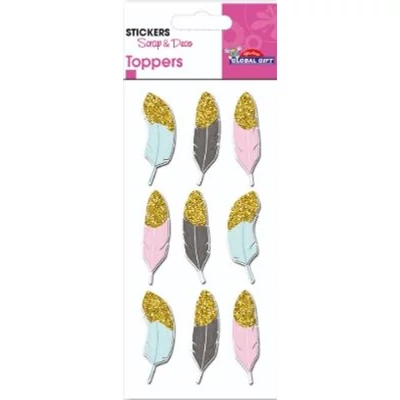 GG-410092 Topper 3D Matrica - Madártoll glitteres 7*15cm