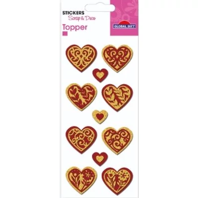 GG-410101 Topper 3D Matrica - Glitteres szívek 7*15cm