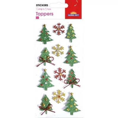 GG-510052 Christmas Topper N. 3D Matrica - Karácsonyfák 7*15cm