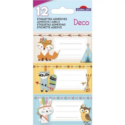 GG-ED099 Füzetcímke Etiq.Deco 12db Indián állatos