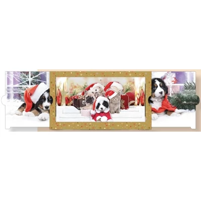 GG-VPT22-02 Christmas Petits Theatres Képeslap - Kiskutyák 225*120mm