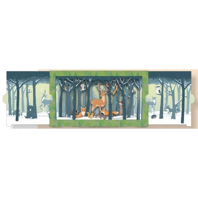 GG-VPT22-04 Christmas Petits Theatres Képeslap - Erdei állatok 225*120mm