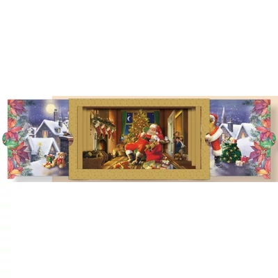 GG-VPT22-05 Christmas Petits Theatres Képeslap - Mikulás kéménynél 225*120mm