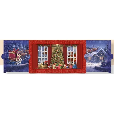 GG-VPT25-07 Christmas Petits Theatres Képeslap - Mikulás szánon (piros) 225*120mm