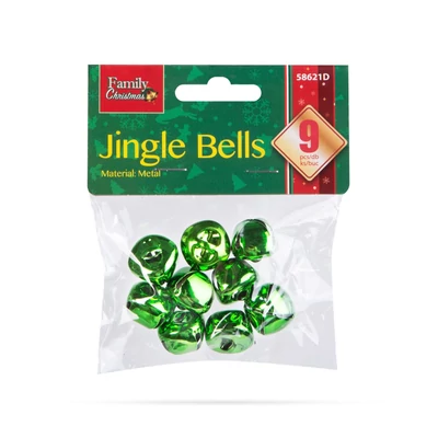 GL-58621D Karácsonyi dísz, akasztható, csilingelő fém 20mm Zöld