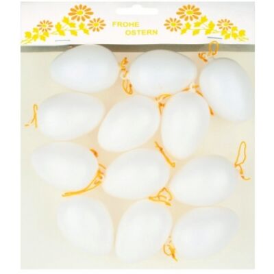 Műanyag húsvéti tojás felakasztható , 6 cm, 12 db/cs
