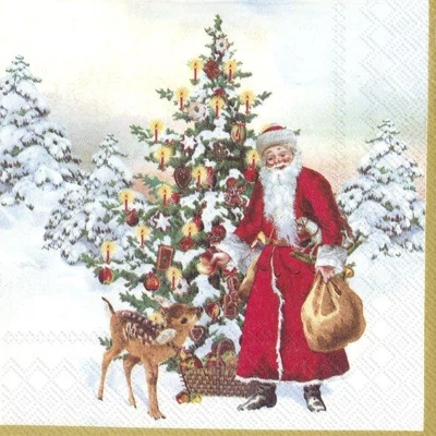 ICH-C886200 Koktélszalvéta 25*25cm Annual Christmas Santa (V&amp;B)