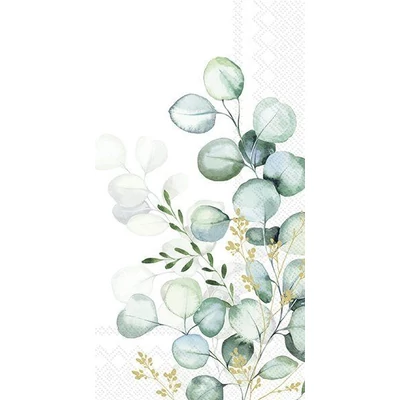 IHR-BF1036609 Vendégszalvéta 33*42cm EUCALYPTUS BOUQUET gold