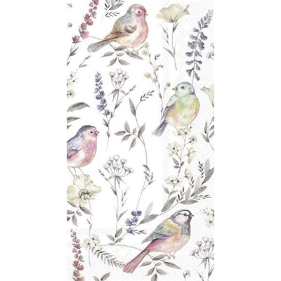 IHR-BF1092400 Vendégszalvéta 33*42cm SOFTLY FADED BIRDS