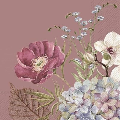 IHR-C1012451 Koktélszalvéta 25*25cm Belles fleurs Old rose