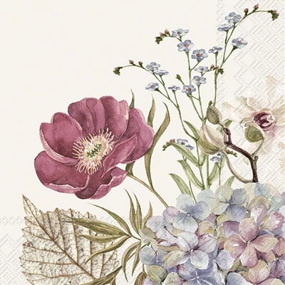 IHR-C1012460 Koktélszalvéta 25*25cm Belles fleurs Cream