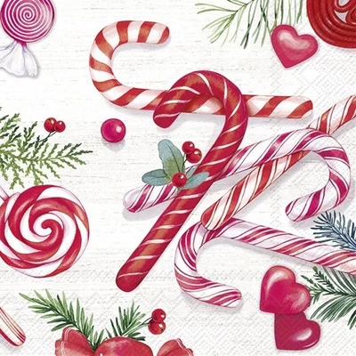 IHR-C1060700 Koktélszalvéta 25*25cm Candy canes