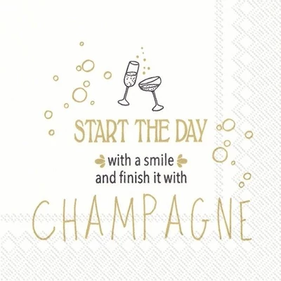 IHR-C783509 Koktélszalvéta 25*25cm Start the day with a smile Gold