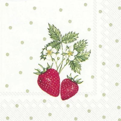 IHR-C852300 Koktélszalvéta 25*25cm LITTLE LOVELY STRAWBERRIES