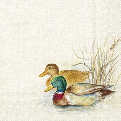 IHR-L1011960 Szalvéta 33*33cm Hunted ducks Cream
