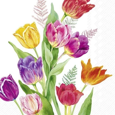 IHR-L1032100 Szalvéta 33*33cm BRIGHT TULIPS
