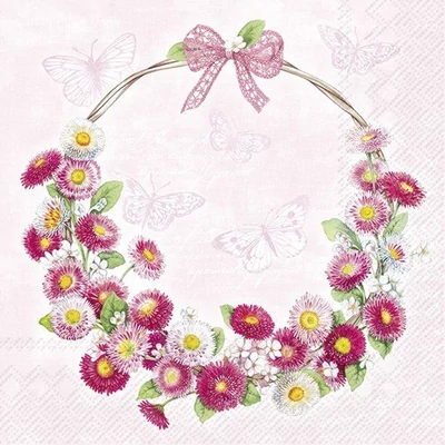 IHR-L1032550 Szalvéta 33*33cm BELLIES WREATH rose