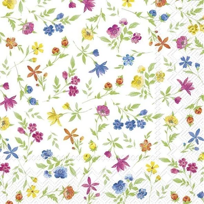 IHR-L1032647 Szalvéta 33*33cm HAPPY FLOWERS blue yellow