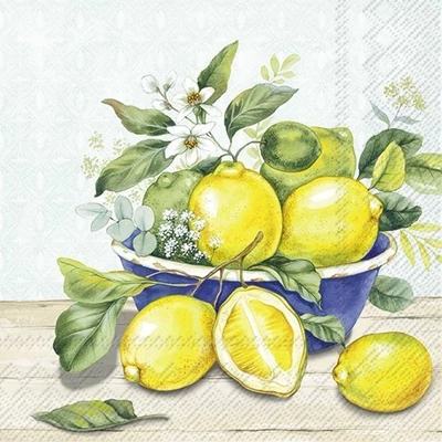 IHR-L1035028 Szalvéta 33*33cm LEMON IN BOWL mint