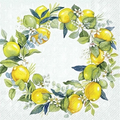 IHR-L1035128 Szalvéta 33*33cm LEMON WREATH mint