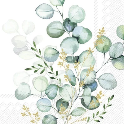 IHR-L1036609 Szalvéta 33*33cm EUCALYPTUS BOUQUET gold