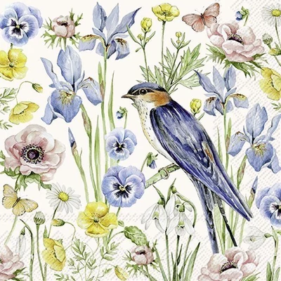 IHR-L1067660 Szalvéta 33*33cm SPRING BLOOMS cream