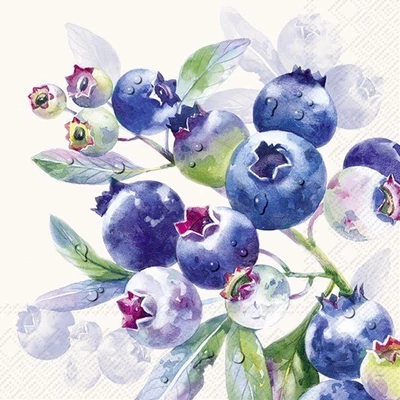 IHR-L1071660 Szalvéta 33*33cm BLUEBERRY FRUITS cream