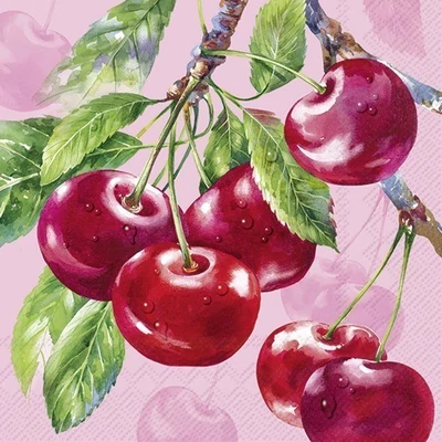 IHR-L1071710 Szalvéta 33*33cm CHERRY FRUITS red