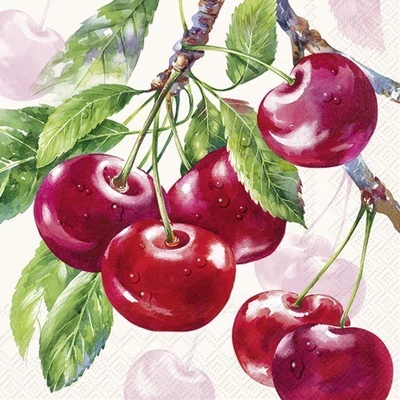 IHR-L1071760 Szalvéta 33*33cm CHERRY FRUITS cream
