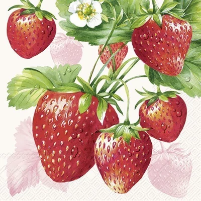IHR-L1071860 Szalvéta 33*33cm STRAWBERRY FRUITS cream