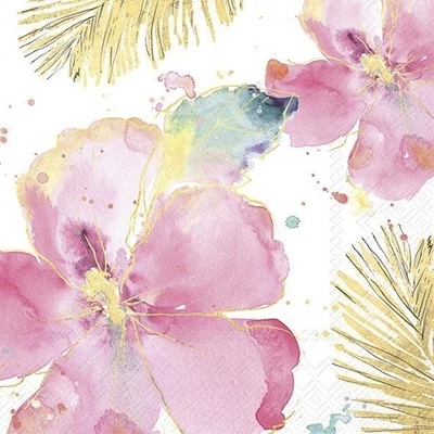 IHR-L1073460 Szalvéta 33*33cm FLAMINGO FEVER FLOWER cream