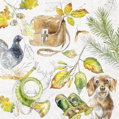 IHR-L1080345 Szalvéta 33*33cm Hunting Light grey